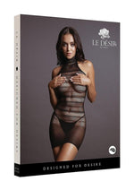 Load image into Gallery viewer, Le Desir High Lace Neck Net Mini Dress - Black - One Size