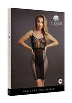 Load image into Gallery viewer, Le Desir Knee Length Lace and Fishnet Dress - Black - One Size