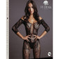 Le Desir Lace Sleeved Bodystocking - Black - One Size