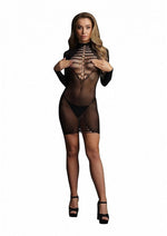 Load image into Gallery viewer, Le Desir Long Sleeve Fishnet Dress - Black - One Size