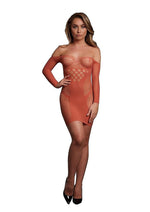 Load image into Gallery viewer, Le Desir Long Sleeved Net Mini Dress - One Size - Sunset Glow - Orange/Red - One Size