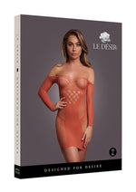 Load image into Gallery viewer, Le Desir Long Sleeved Net Mini Dress - One Size - Sunset Glow - Orange/Red - One Size