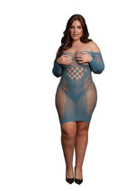 Load image into Gallery viewer, Le Desir Long Sleeved Net Mini Dress - Blue - Queen