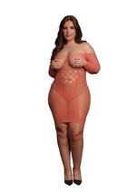 Load image into Gallery viewer, Le Desir Long Sleeved Net Mini Dress - Queen - Sunset Glow - Orange/Red - Queen