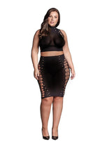 Load image into Gallery viewer, Le Desir Shade Kala Xxxvii Two Piece with Turtleneck, Crop Top and Skirt - Black - Queen
