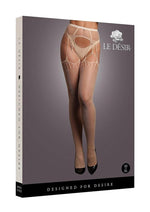 Load image into Gallery viewer, Le Desir Shredded Suspender Pantyhose - Beige/Tan - One Size
