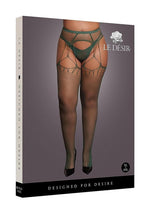 Load image into Gallery viewer, Le Desir Shredded Suspender Pantyhose - Green - Queen