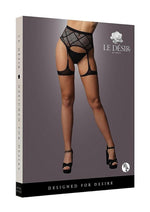 Load image into Gallery viewer, Le Desir Striped Fishnet Garterbelt - Black - One Size
