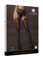 Load image into Gallery viewer, Le Desir Suspender Rhinestone Pantyhose - Black - One Size