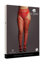 Load image into Gallery viewer, Le Desir Suspender Rhinestone Pantyhose - Red - Queen