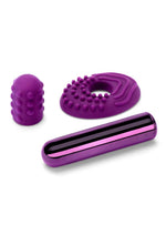 Load image into Gallery viewer, Le Wand Bullet Rechargeable Vibrator with Textured Silicone Sleeve and Ring - Cherry/Purple