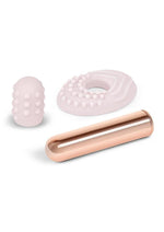 Load image into Gallery viewer, Le Wand Bullet Rechargeable Vibrator with Textured Silicone Sleeve and Ring - Rose Gold
