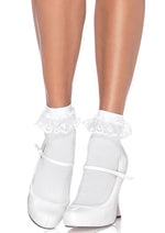 Load image into Gallery viewer, Leg Avenue Anklet with Lace Ruffle - White - One Size
