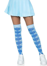 Load image into Gallery viewer, Leg Avenue Argyle Knit Over The Knee Socks - Blue - One Size