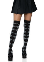 Load image into Gallery viewer, Leg Avenue Argyle Knit Over The Knee Socks - Grey - One Size