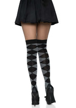 Load image into Gallery viewer, Leg Avenue Argyle Knit Over The Knee Socks - Grey - One Size