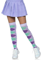 Load image into Gallery viewer, Leg Avenue Argyle Knit Over The Knee Socks - Lavender/Purple - One Size