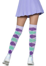 Load image into Gallery viewer, Leg Avenue Argyle Knit Over The Knee Socks - Lavender/Purple - One Size