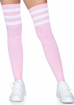 Load image into Gallery viewer, Leg Avenue Athlete Thigh High 3 Stripe Top - Light Pink/Pink - One Size