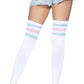 Leg Avenue Athlete Thigh High 3 Stripe Top - Blue/Pink - One Size