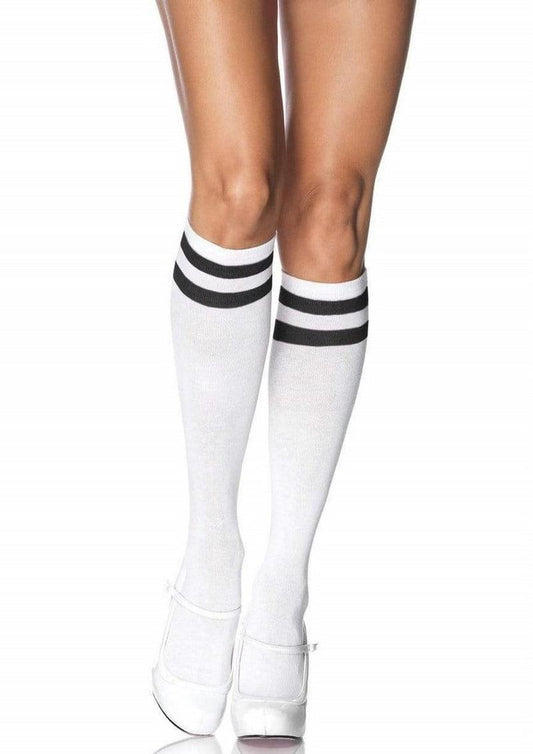 Leg Avenue Athletic Knee High - Black/White - One Size