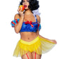 Leg Avenue Bad Apple Snow White, Shimmer Halter Bandeau with Organza Puff Sleeves and Ruffle Collar, Garter Panty with Shimmer Sheer Skirt, and Matching Bow Headband - Multicolor - Large - 3 Piece