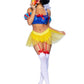 Leg Avenue Bad Apple Snow White, Shimmer Halter Bandeau with Organza Puff Sleeves and Ruffle Collar, Garter Panty with Shimmer Sheer Skirt, and Matching Bow Headband