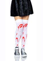 Load image into Gallery viewer, Leg Avenue Bloody Zombie Thigh High - Red/White - One Size