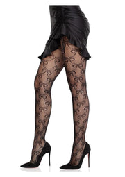 Leg Avenue Bow Net Tights - Black - One Size