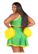 Load image into Gallery viewer, Leg Avenue Bring It Baddie Set Top with Cheer Logo, Pleated Skirt and Pom Pom (3 Piece) - 1x/2x
