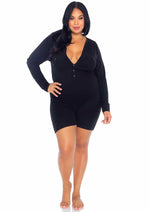 Load image into Gallery viewer, Leg Avenue Brushed Rib Romper Long Johns with Cheeky Snap Closure Back Flap
