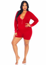 Load image into Gallery viewer, Leg Avenue Brushed Rib Romper Long Johns with Cheeky Snap Closure Back Flap
