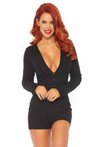 Load image into Gallery viewer, Leg Avenue Brushed Rib Romper Long Johns with Cheeky Snap Closure Back Flap - Black - Large/Medium
