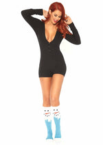 Load image into Gallery viewer, Leg Avenue Brushed Rib Romper Long Johns with Cheeky Snap Closure Back Flap

