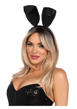 Load image into Gallery viewer, Leg Avenue Bunny Kit Pin-On Tail and Bendable Satin Ear Headband - Black/White - One Size
