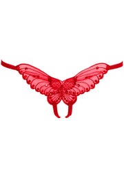 Leg Avenue Butterfly Crotchless with Pearl Sequin Detail - Red - One Size - 12 Pack