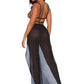 Leg Avenue Cage Strap Open Bodice Maxi Dress and Matching G-String - Black - Medium/Small - 2 Piece