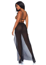 Load image into Gallery viewer, Leg Avenue Cage Strap Open Bodice Maxi Dress and Matching G-String - Black - Medium/Small - 2 Piece
