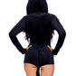 Leg Avenue Comfy Cat Ultra-Soft Velvet Plush Zip Up Romper with Bell Zipper Pull, Ear Hood, and Kitty Tail