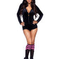 Leg Avenue Comfy Cat Ultra-Soft Velvet Plush Zip Up Romper with Bell Zipper Pull, Ear Hood, and Kitty Tail