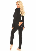 Load image into Gallery viewer, Leg Avenue Cozy Brushed Rib Long Johns with Cheeky Snap Closure Back Flap