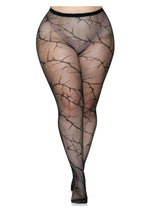 Load image into Gallery viewer, Leg Avenue Cracked Fishnet Tights - Black - Queen/XLarge/XXLarge
