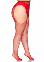 Load image into Gallery viewer, Leg Avenue Crystalized Fishnet Suspender Pantyhose