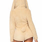 Leg Avenue Cuddle Bunny Ultra Soft Zip Up Teddy with Bunny Ear Hood and Cute Bunny Tail - Beige - Small