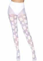 Load image into Gallery viewer, Leg Avenue Daisy Nylon Sheer Tights - White - One Size