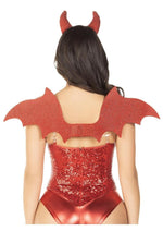 Load image into Gallery viewer, Leg Avenue Devil Kit Rhinestone Devil Wings and Horn Headband - Red - One Size - 2 Piece
