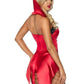 Leg Avenue Devilish Darling Tux and Tails Bodysuit with Stay Up Collar, Pin-On Devil Tail, and Sequin Devil Horn Headband - Red - XSmall - 3 Piece