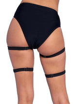 Load image into Gallery viewer, Leg Avenue Dual Strap Studded Thigh High Garters - Black - One Size
