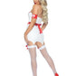 Leg Avenue Er Hottie Vinyl Zip Up Garter Dress, Heart Apron, Arm Band, and Head Piece.