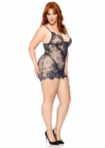 Load image into Gallery viewer, Leg Avenue Eyelash Lace Rhinestone Backless Mini Dress and G-String
